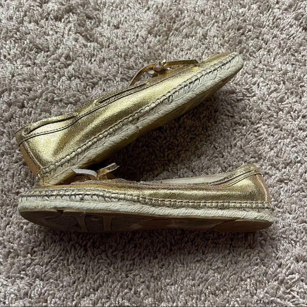Enzo Angiolini Gold Admond Espadrille Boat Loafers;SZ 7.5;PreLoved Condition